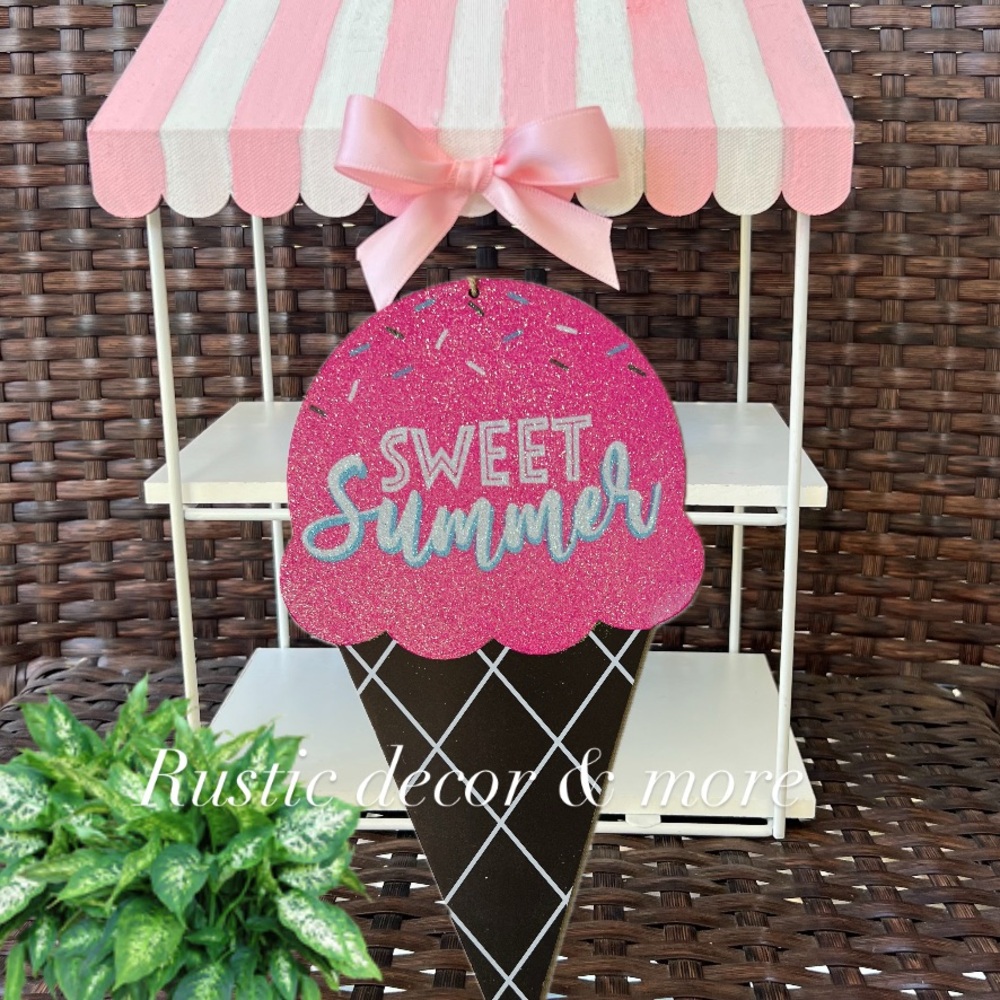 “SWEET SUMMER” Ice Cream Cone Wall Sign  Decor